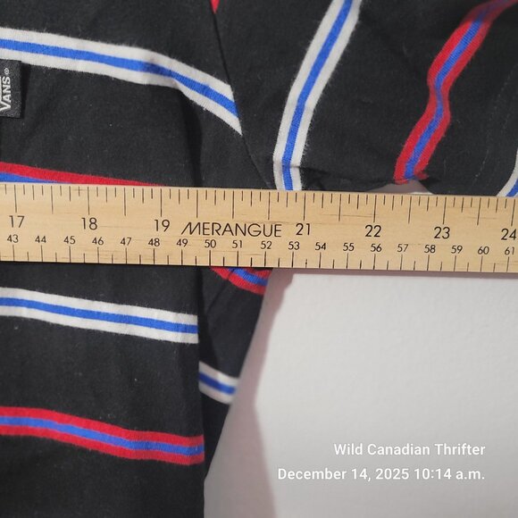 Vans X-Large Black Striped Cotton T-Shirt Short Sleeve Casual Skate Tee - Picture 7 of 7